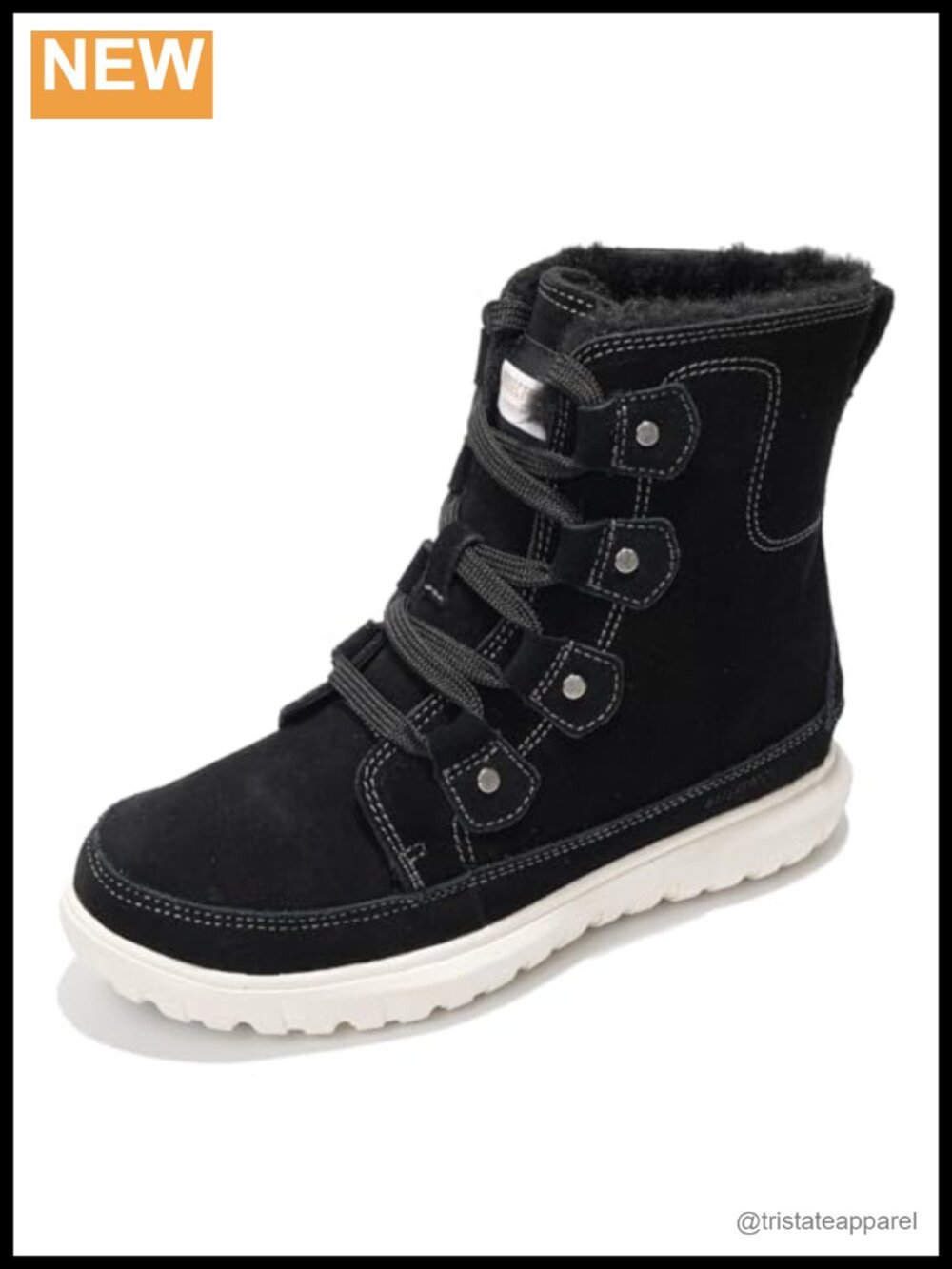 Genuine Leather Waterproof Women's Snow Boots with Faux Fur Trim Memory Foam